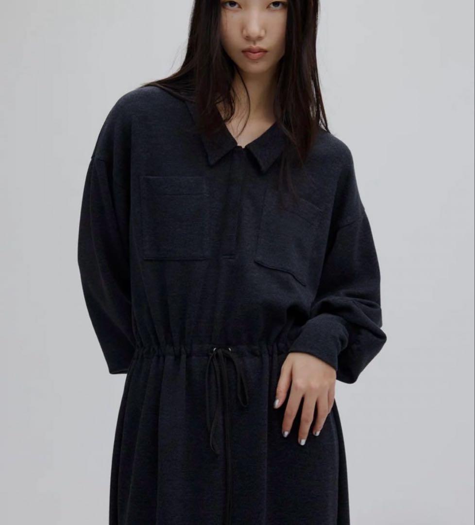 AMERI RELAX DRAWSTRING SWEAT DRESSブラックM