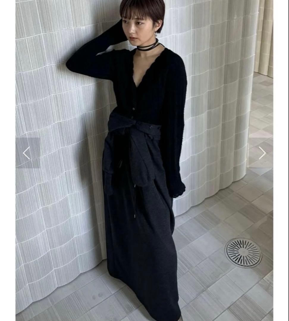 AMERI RELAX DRAWSTRING SWEAT DRESSブラックM