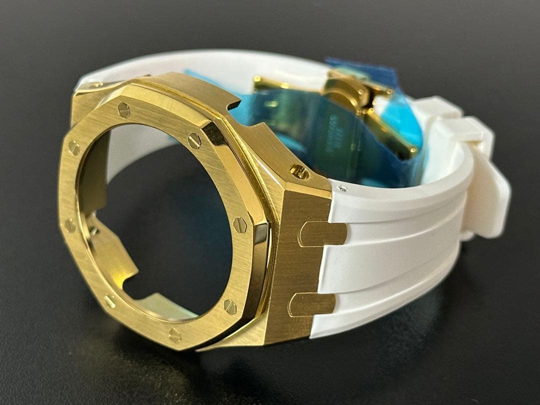 G-SHOCK カスタム ベゼル GA2100 ラバーベルト ホワイトゴールド