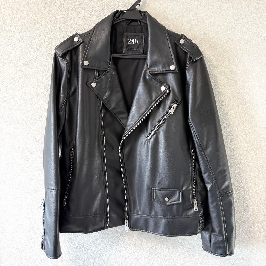 ZARA ブラック ダブルライダースジャケット XL レザージャケット