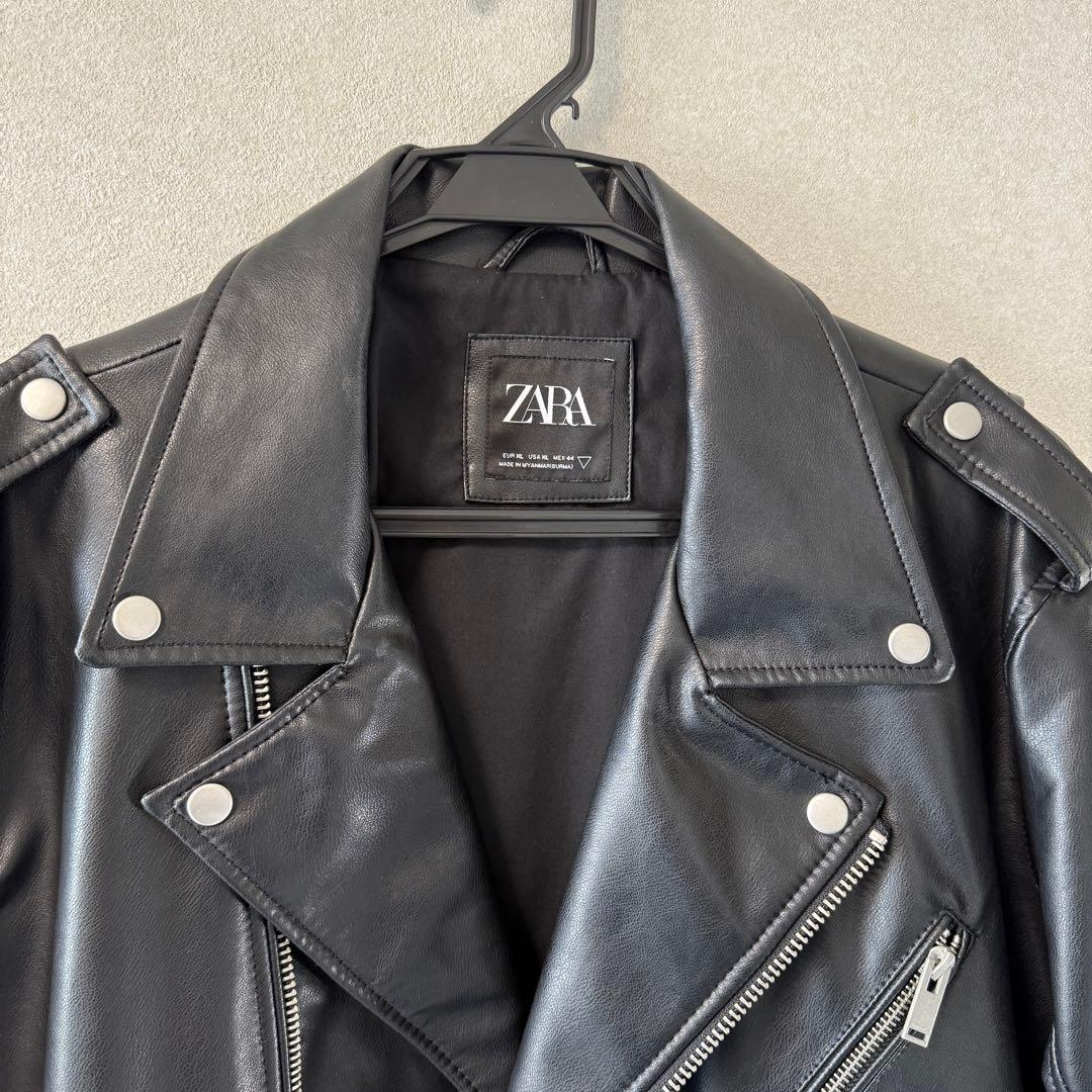 ZARA ブラック ダブルライダースジャケット XL レザージャケット
