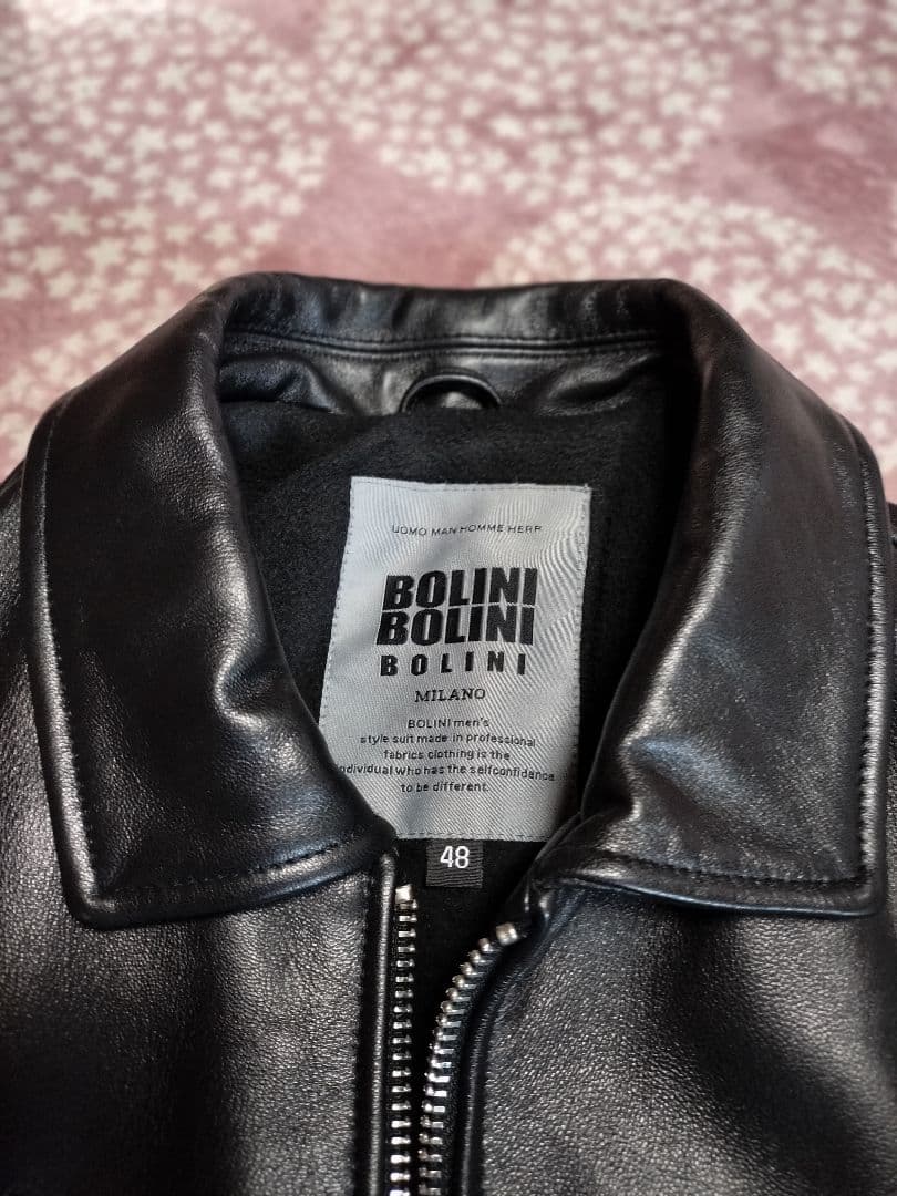 極美品BOLINI ブラックレザージャケット 48