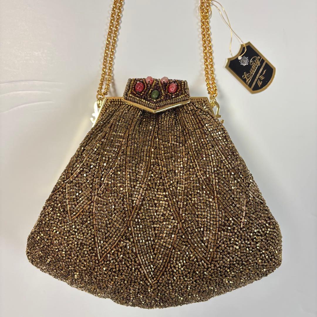 美品◇LUMY はしもと◇ルミー◇ビーズバッグ◇パーティーバッグ◇ゴールド