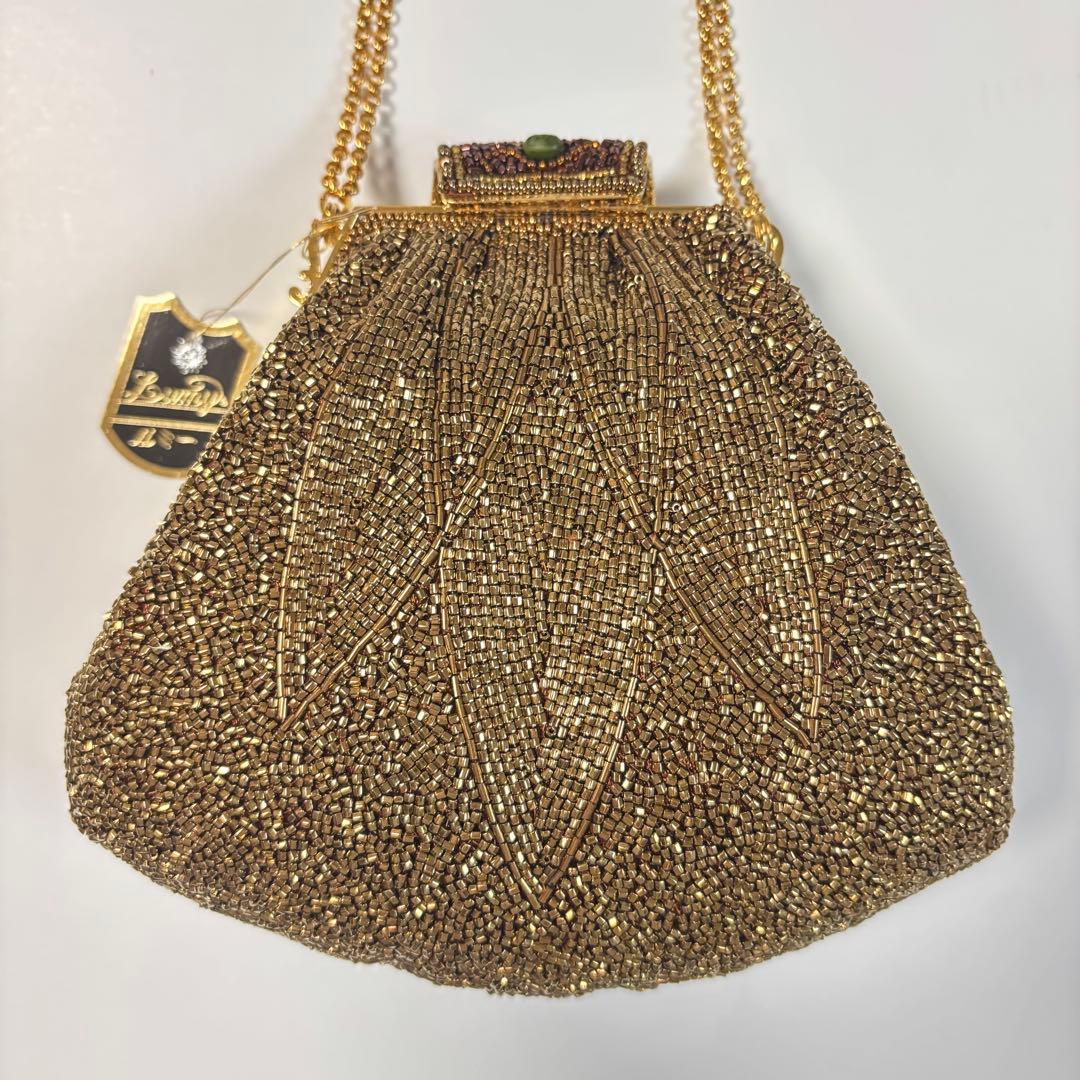 美品◇LUMY はしもと◇ルミー◇ビーズバッグ◇パーティーバッグ◇ゴールド