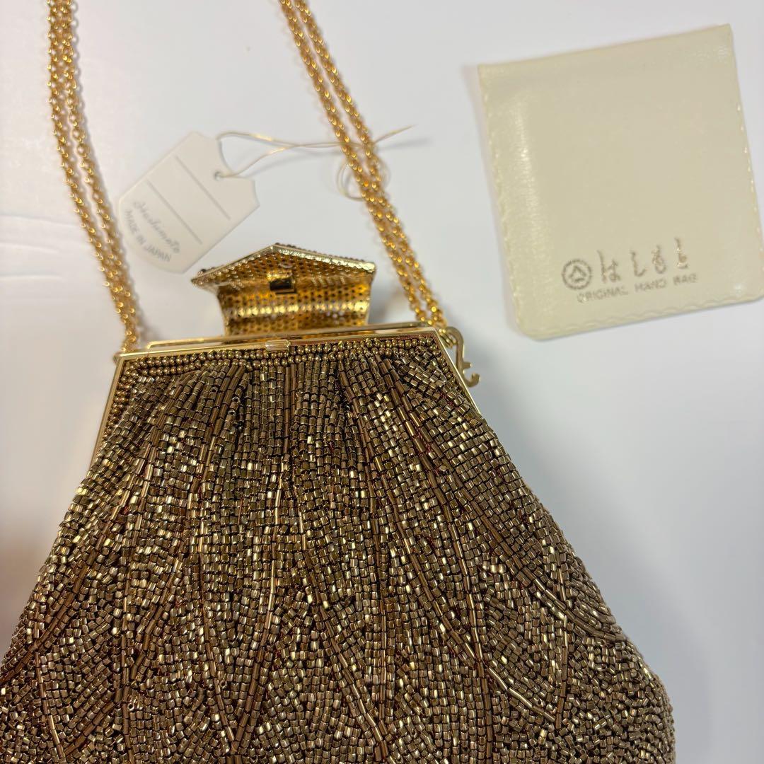 美品◇LUMY はしもと◇ルミー◇ビーズバッグ◇パーティーバッグ◇ゴールド