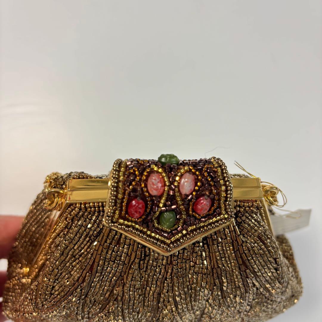 美品◇LUMY はしもと◇ルミー◇ビーズバッグ◇パーティーバッグ◇ゴールド