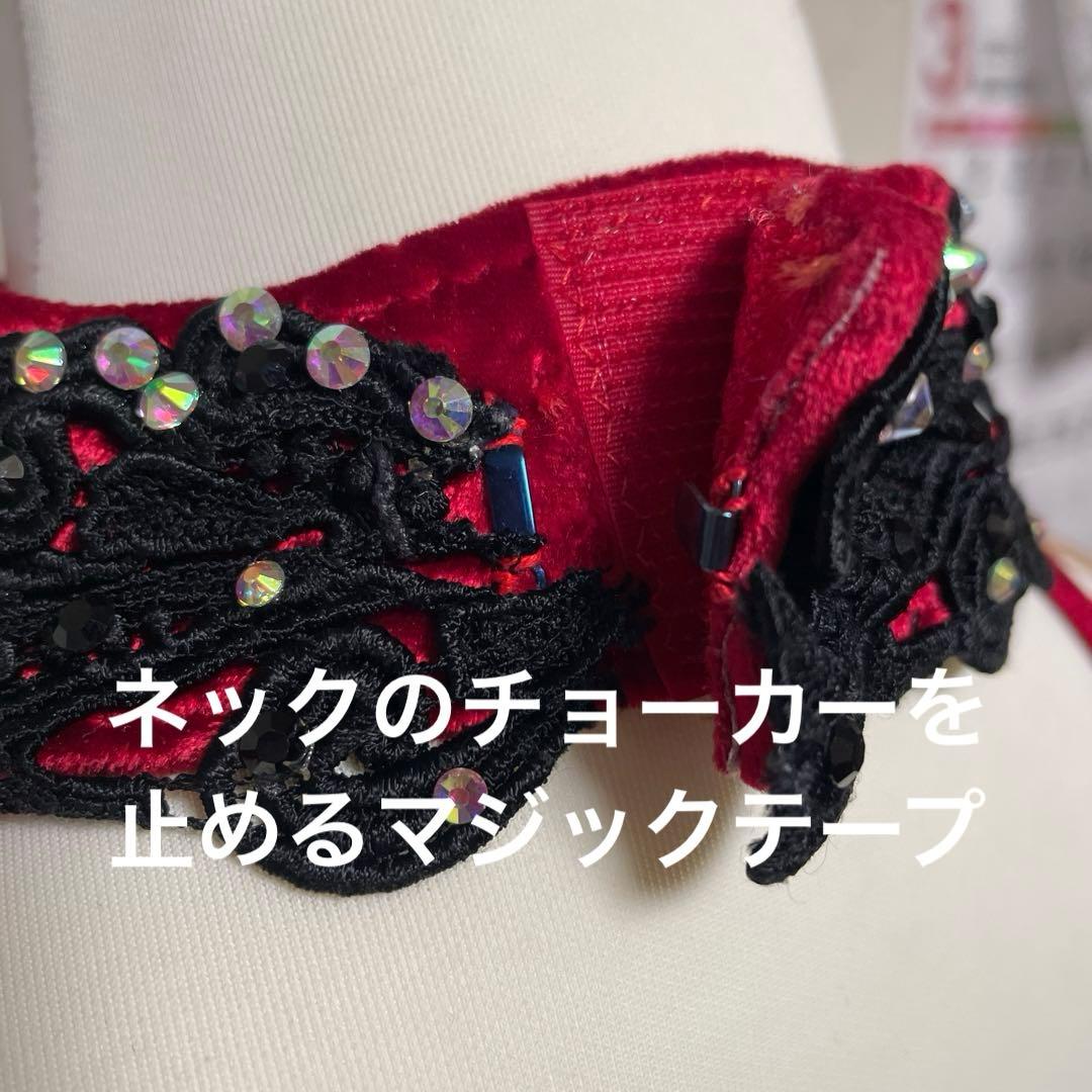 社交ダンス　日本製ラテンドレス　光沢ベロア　伸縮性　ボルドー赤　S〜M