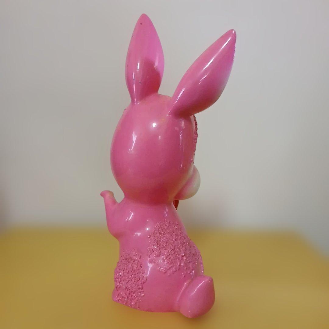 昭和レトロ　ウサギ　陶器　置物　ピンクバニー
