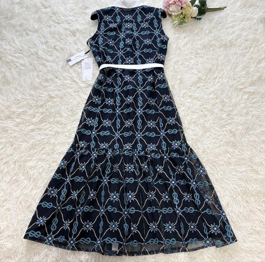 【未使用品】24年　マリン刺繍チュールワンピース　グレースコンチネンタル 36