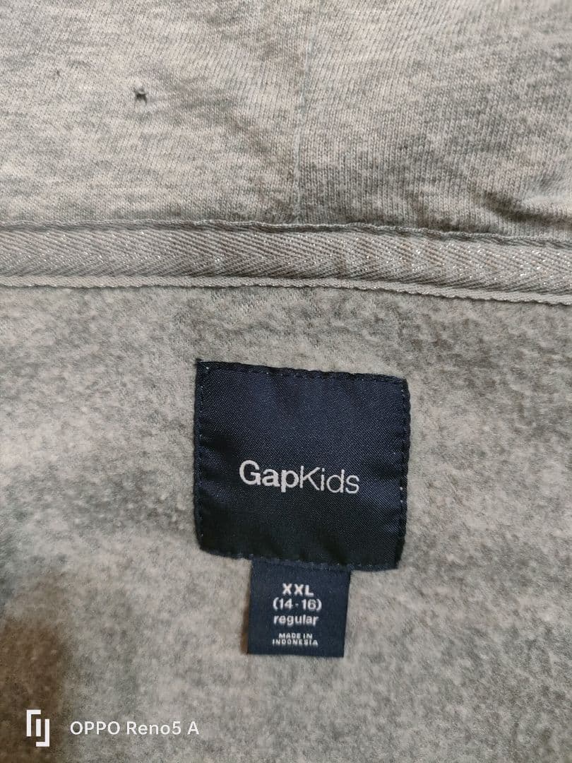 Y2K 00s GAP ジップパーカー 刺繍ピンクロゴ グレー フリース 短丈
