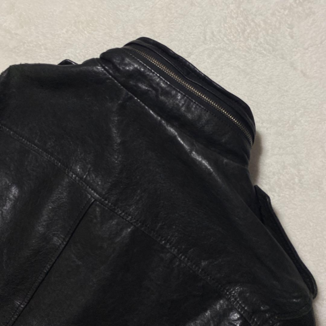 希少✨PS Paul Smith ラムレザー　シングルライダースジャケット　黒