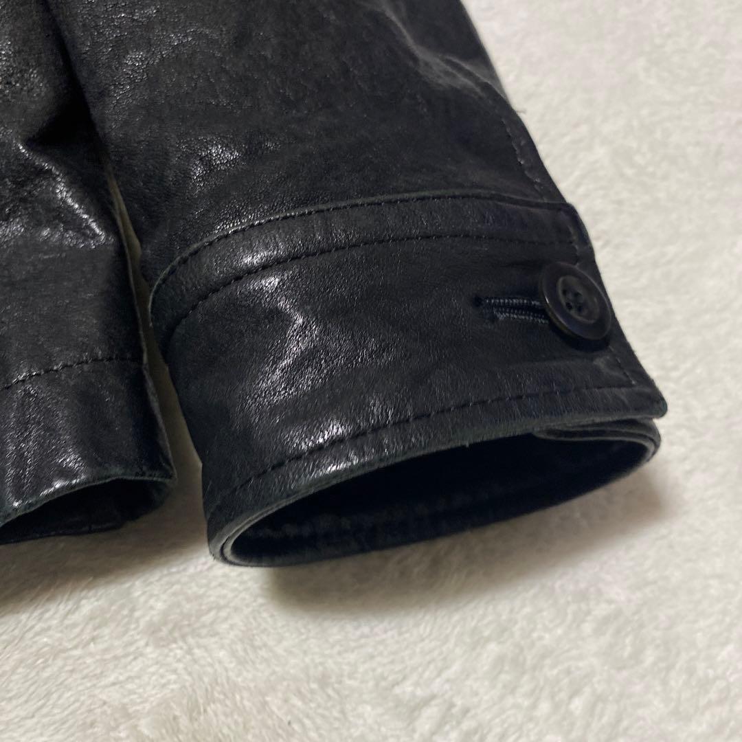 希少✨PS Paul Smith ラムレザー　シングルライダースジャケット　黒