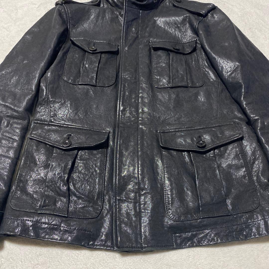 希少✨PS Paul Smith ラムレザー　シングルライダースジャケット　黒