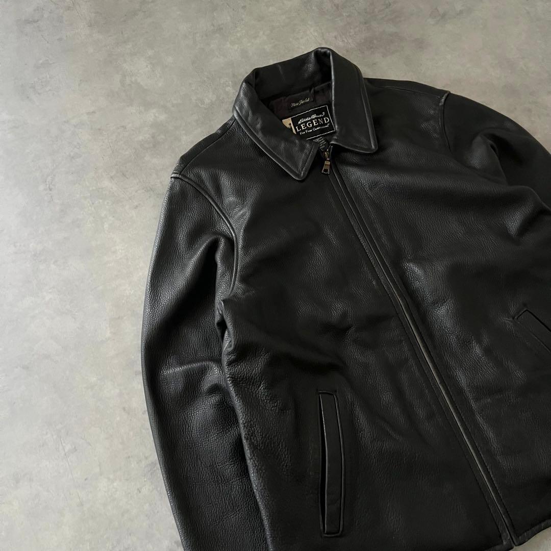 Eddie Bauer エディーバウアー レザー シングル ジャケット ブラック