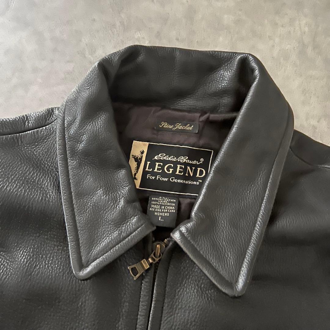 Eddie Bauer エディーバウアー レザー シングル ジャケット ブラック