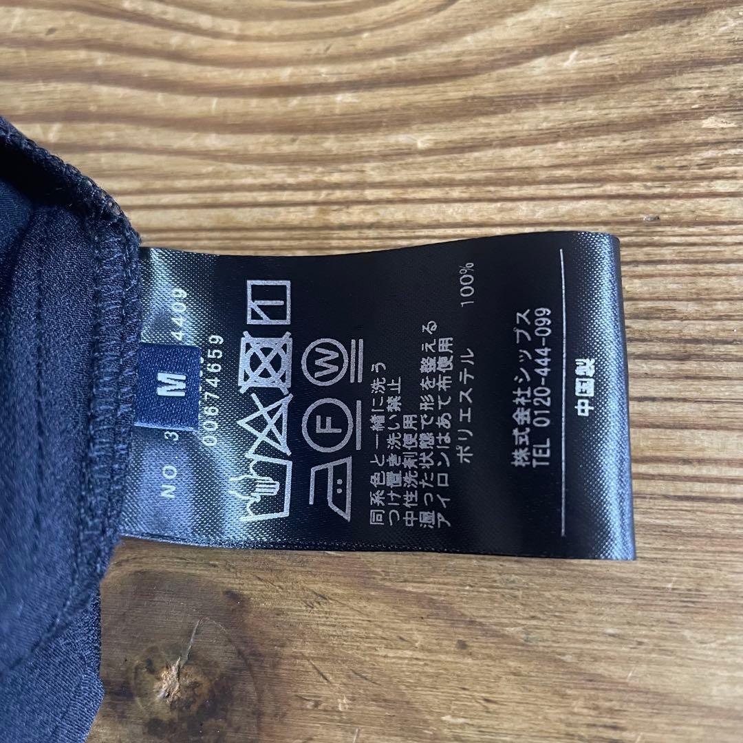 シップス SHIPS バンドカラーサイドプリーツワンピース ネイビー 濃紺 M