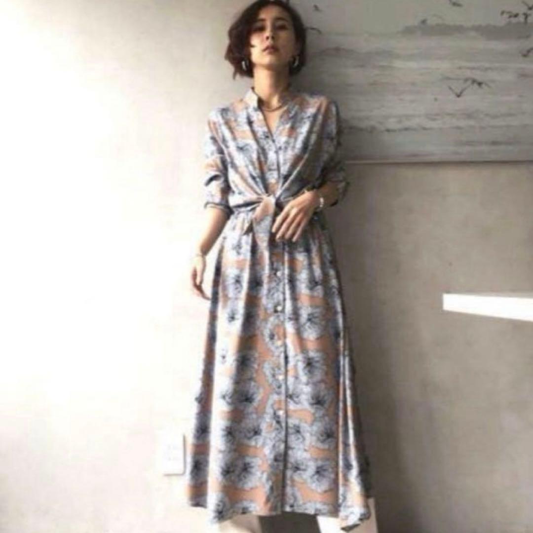 美品【完売品】AMERI VINTAGE TIE SHIRT DRESS 花柄
