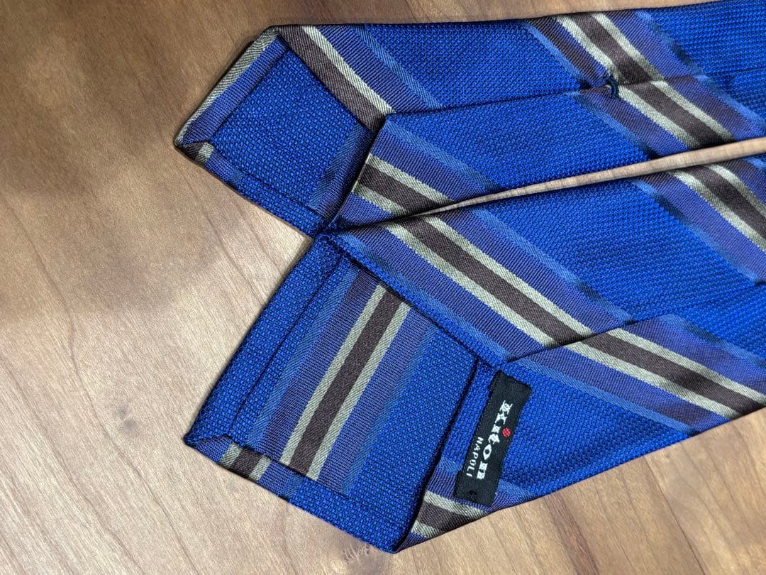 キートン　ブルー　レジメンタルネクタイ　kiton