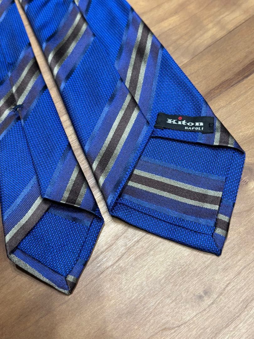キートン　ブルー　レジメンタルネクタイ　kiton