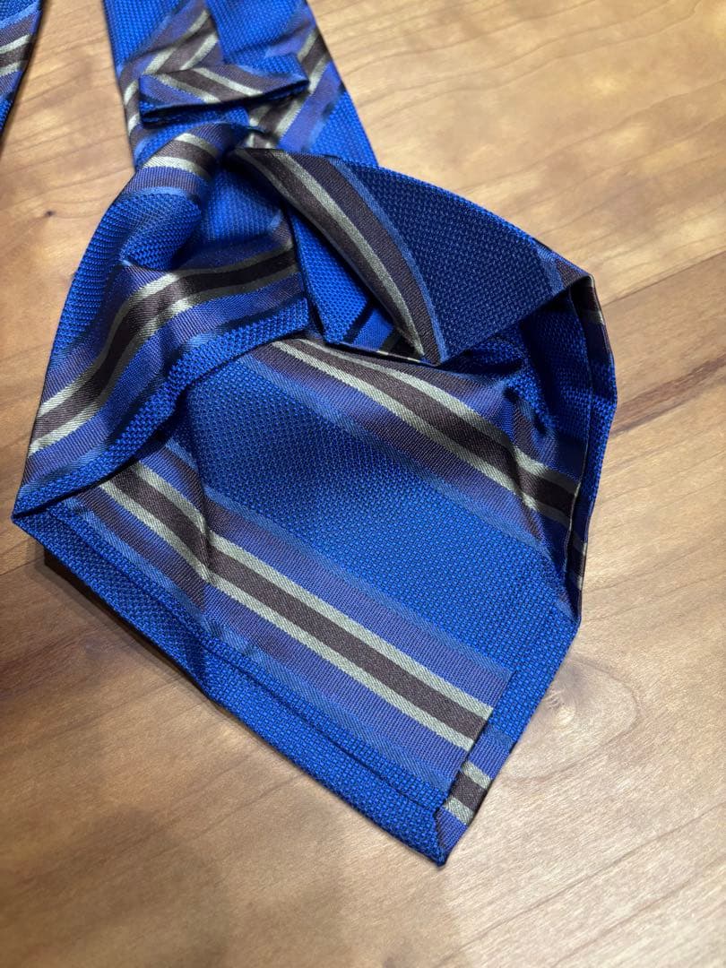 キートン　ブルー　レジメンタルネクタイ　kiton