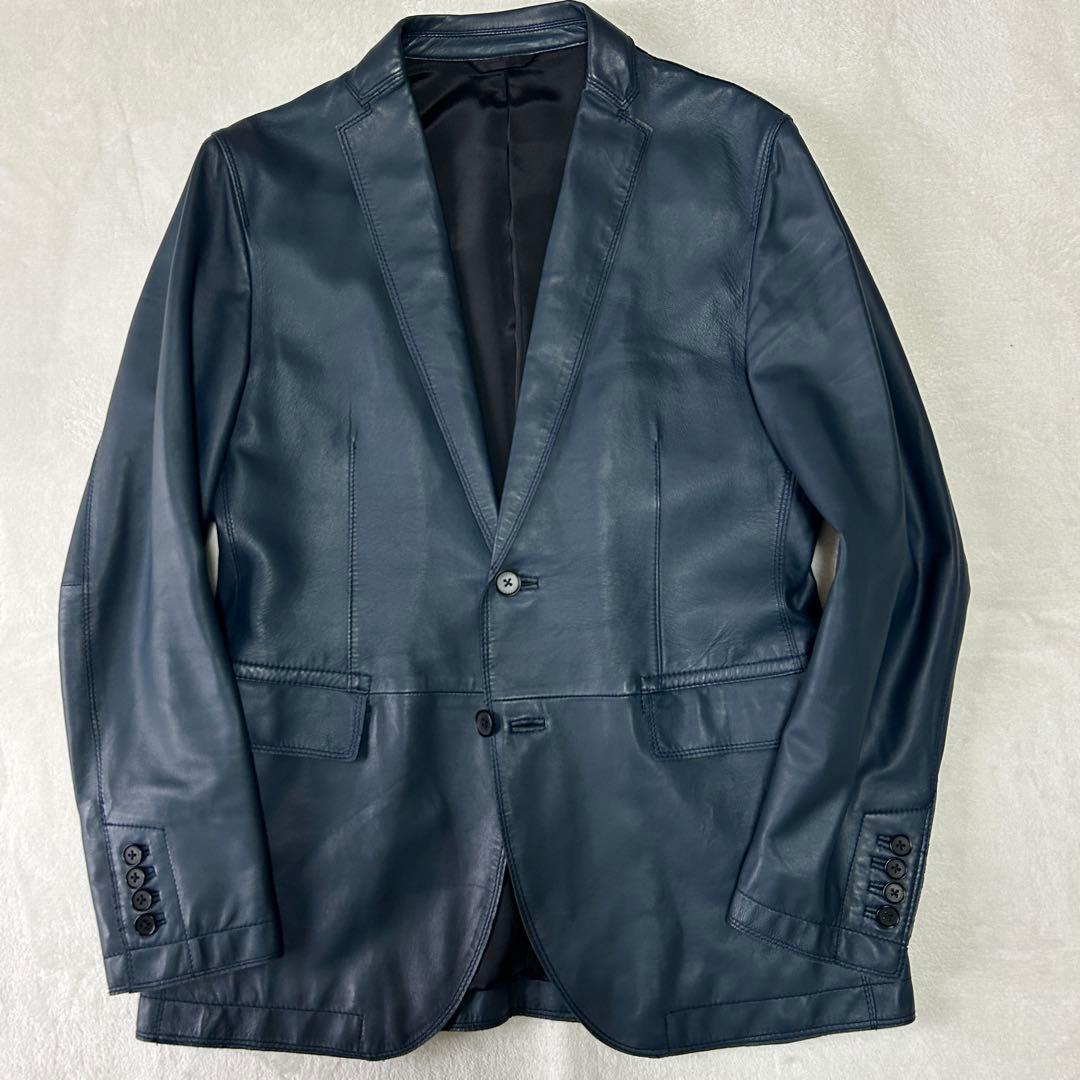 美品 定価15万 ジョセフオム 羊革 ラムレザー テーラードジャケット 46