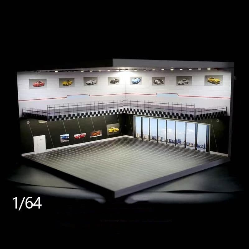 1/64 ライトアップ ディスプレイ ダブルフロア ジオラマ 車模型 展示ケース