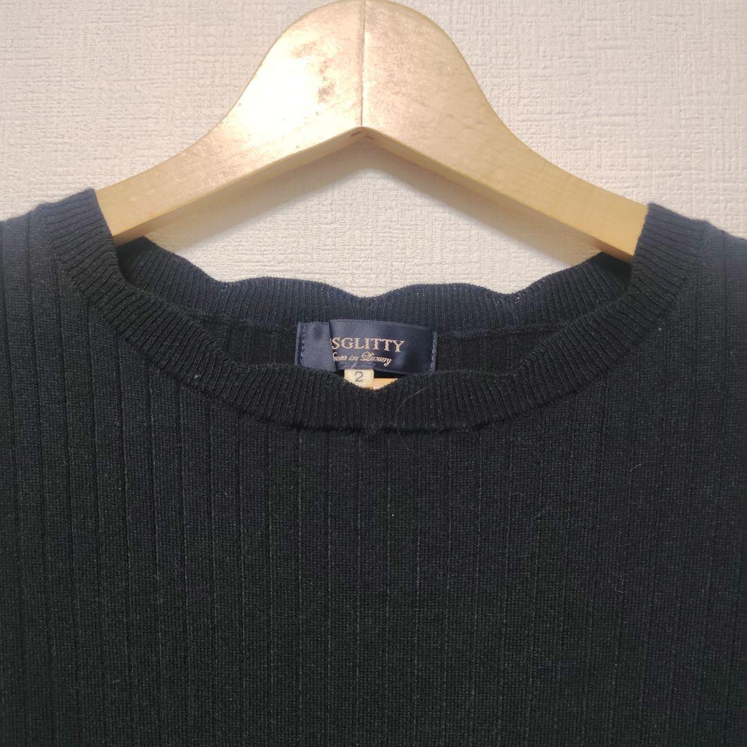 JUSGLITTY ジャスグリッティー 七分袖 スカラニットワンピース M相当