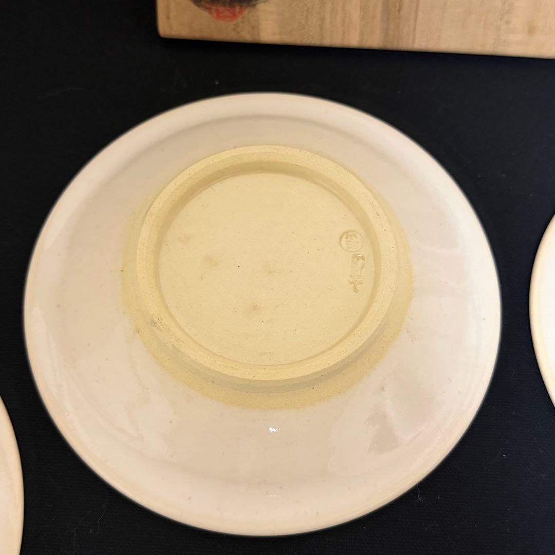赤膚焼　奈良絵　銘々皿　5枚　共箱　大塩昭山　未使用品　茶陶　伝統