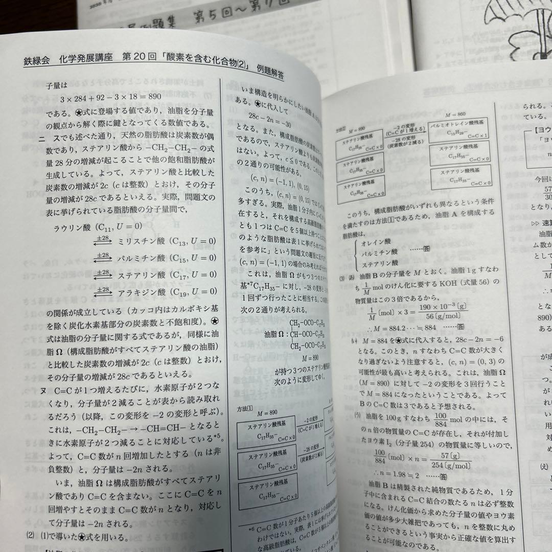 鉄緑会　高3化学発展例題集　1〜25回　全冊