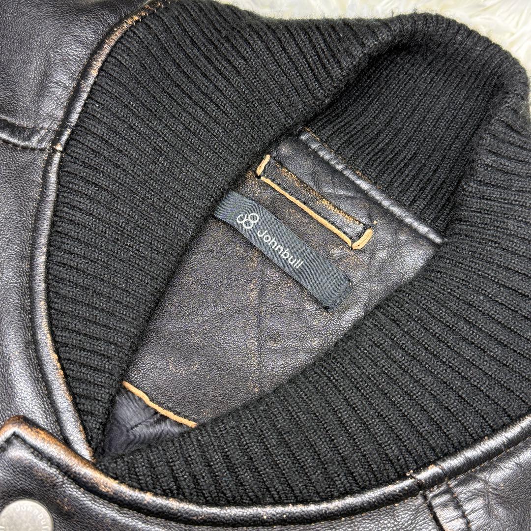 希少 JOHNBULL レザー ボンバー ジャケット ブルゾン ヴィンテージ加工