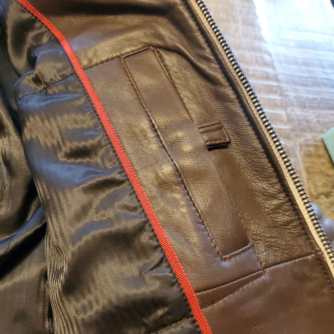 UNION JAP レザー キルティングライダースジャケット　ダークブラウン
