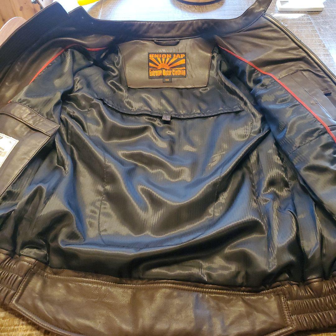 UNION JAP レザー キルティングライダースジャケット　ダークブラウン