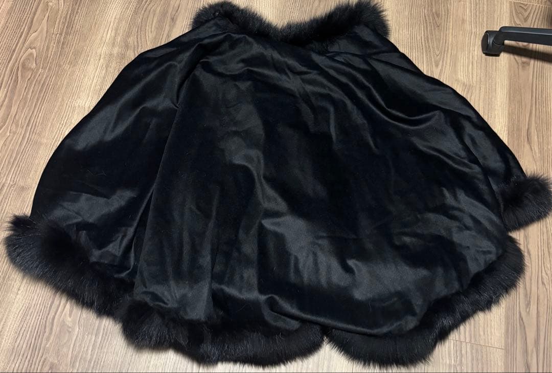美品 SAGA FURS フォックスファー カシミヤ100％ ショール ブラック