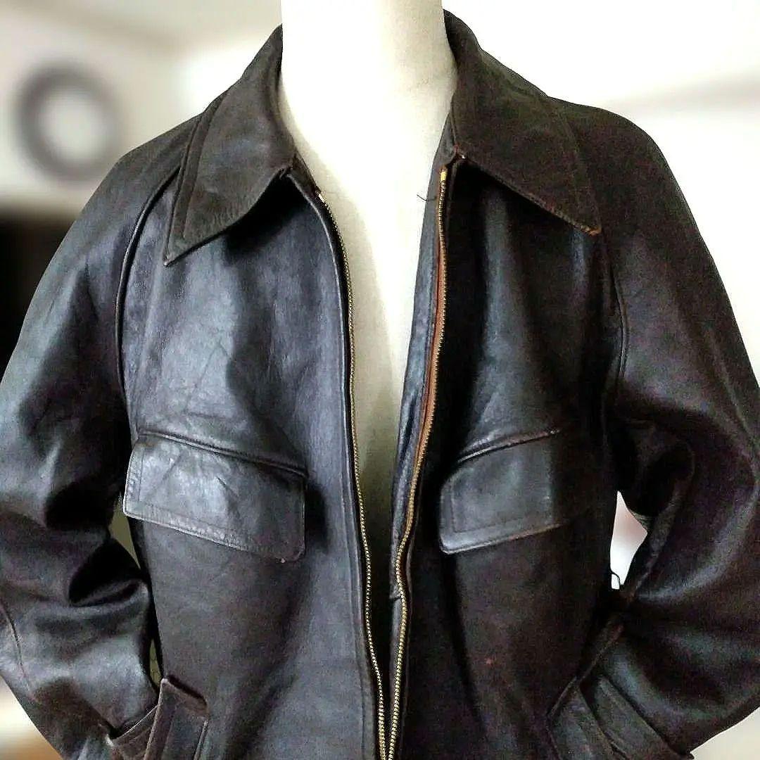50s Vintage フランス製 レザージャケット レザーカーコート