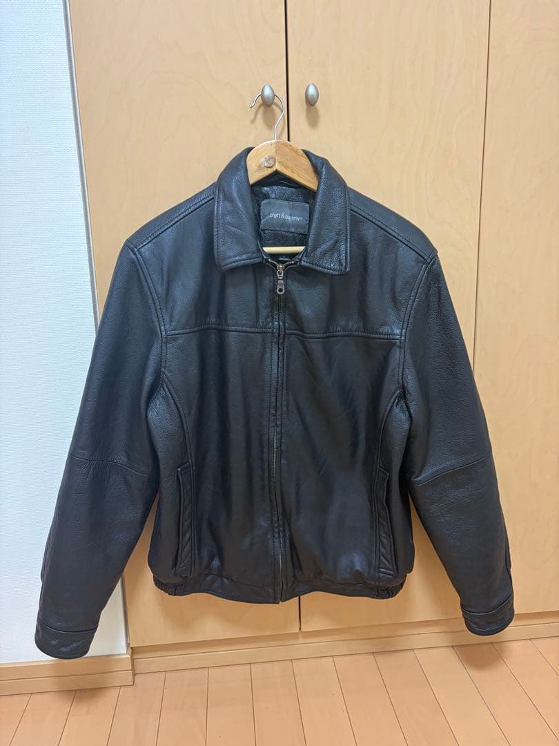 croft&barrow レザージャケット 黒 S 古着 短丈 本革 激レア