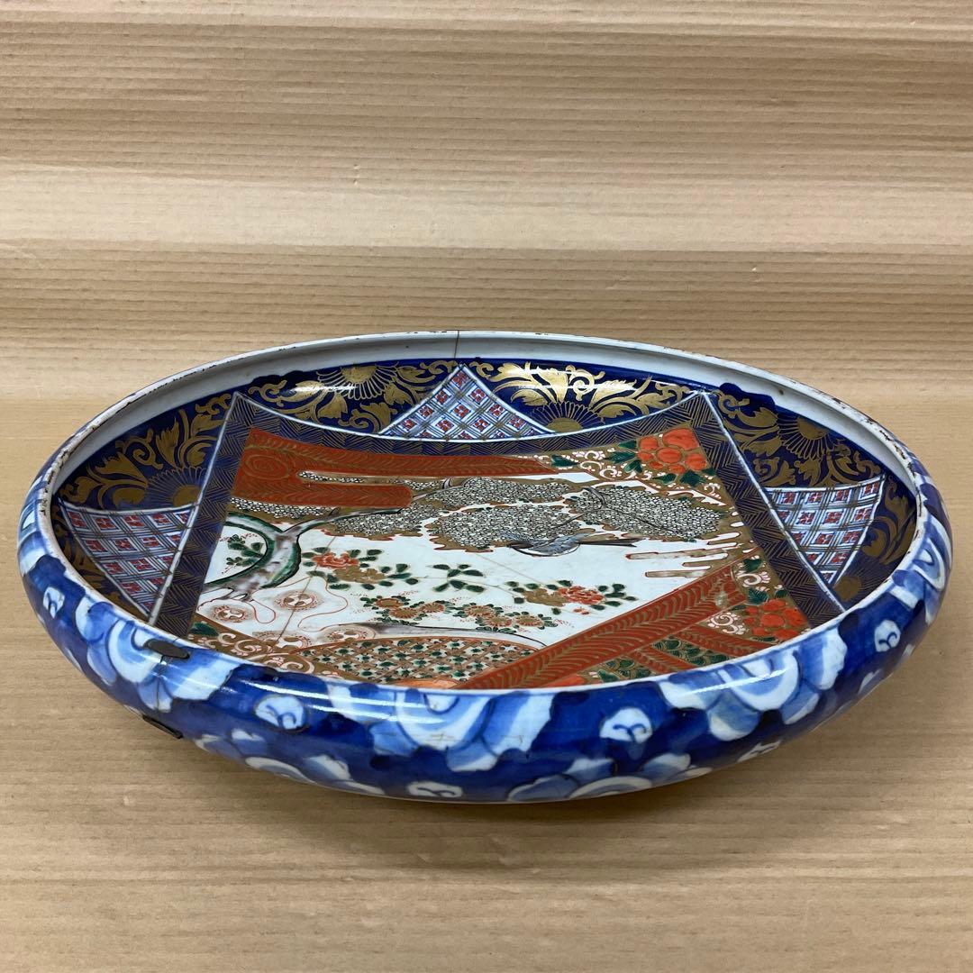 古伊万里　絵皿　大皿　鎹継義、かすがいつぎ　鎹止め　かすがいどめ