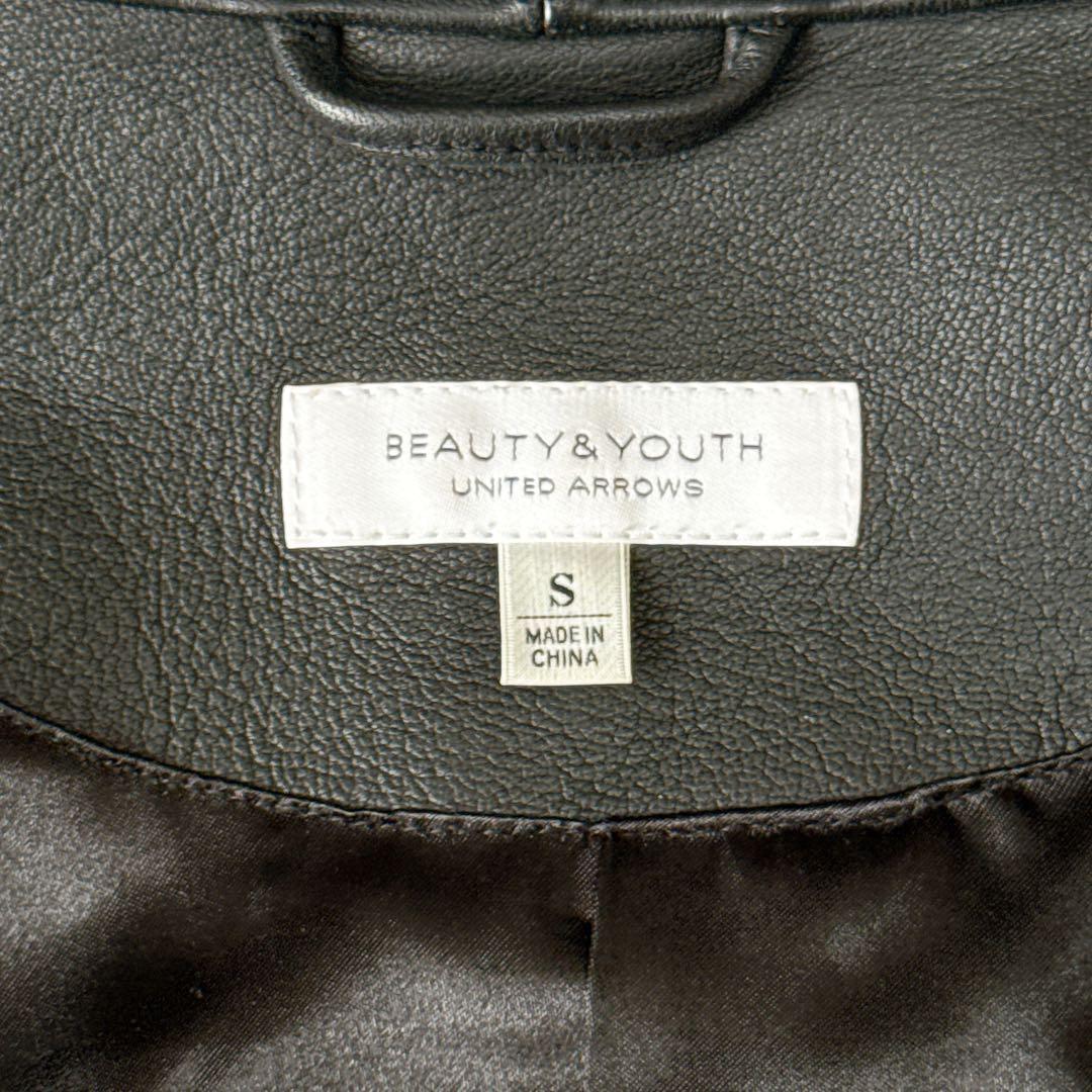 BEAUTY&YOUTH シープ シングルライダースジャケット ブラック レザー