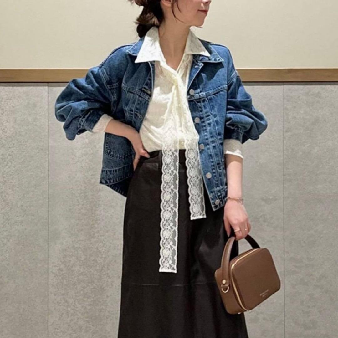 スローブイエナ　SLOBE IENA レースボウタイブラウス　トルコレース