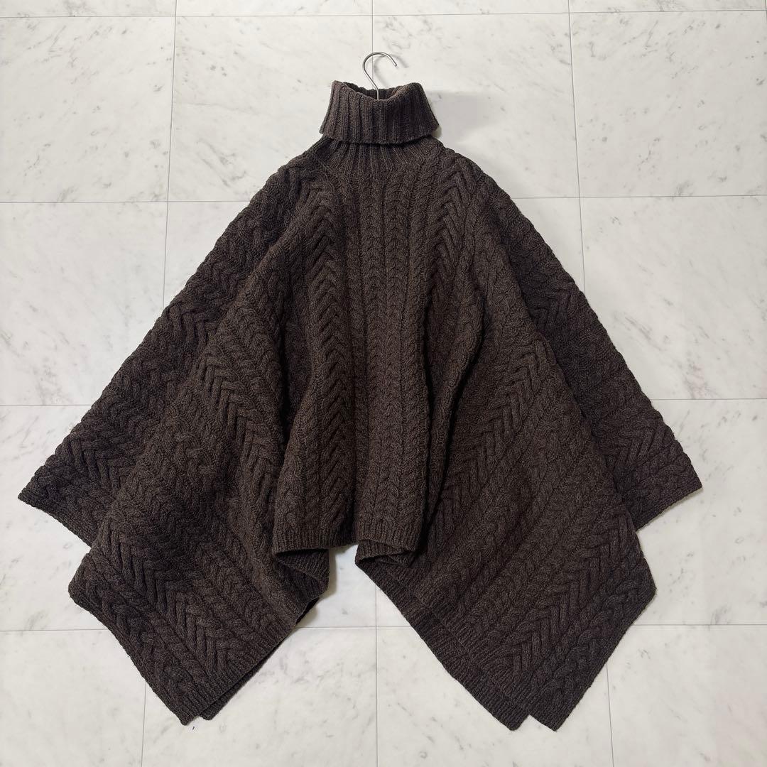 ラルフローレン カシミヤ混 ゆったり ケーブルニットポンチョ タートルネック