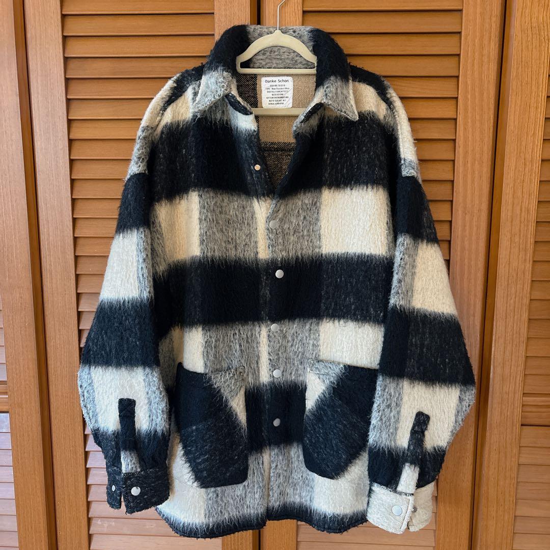 DankeSchon ダンケシェーン　ブラインドホック　シャギーシャツ　白黒