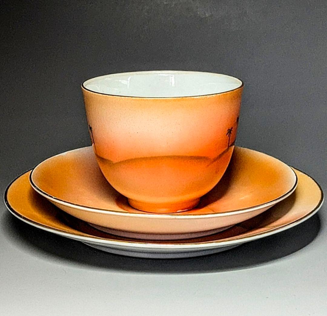 オールドノリタケ美品！金彩砂漠風景画 トリオセット　カップ＆ソーサー　プレー卜