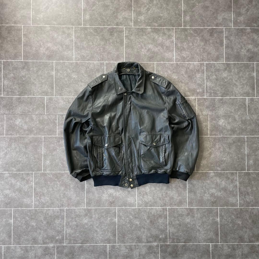 本革 レザージャケット 90's vintage A-2 G-1 ブラック