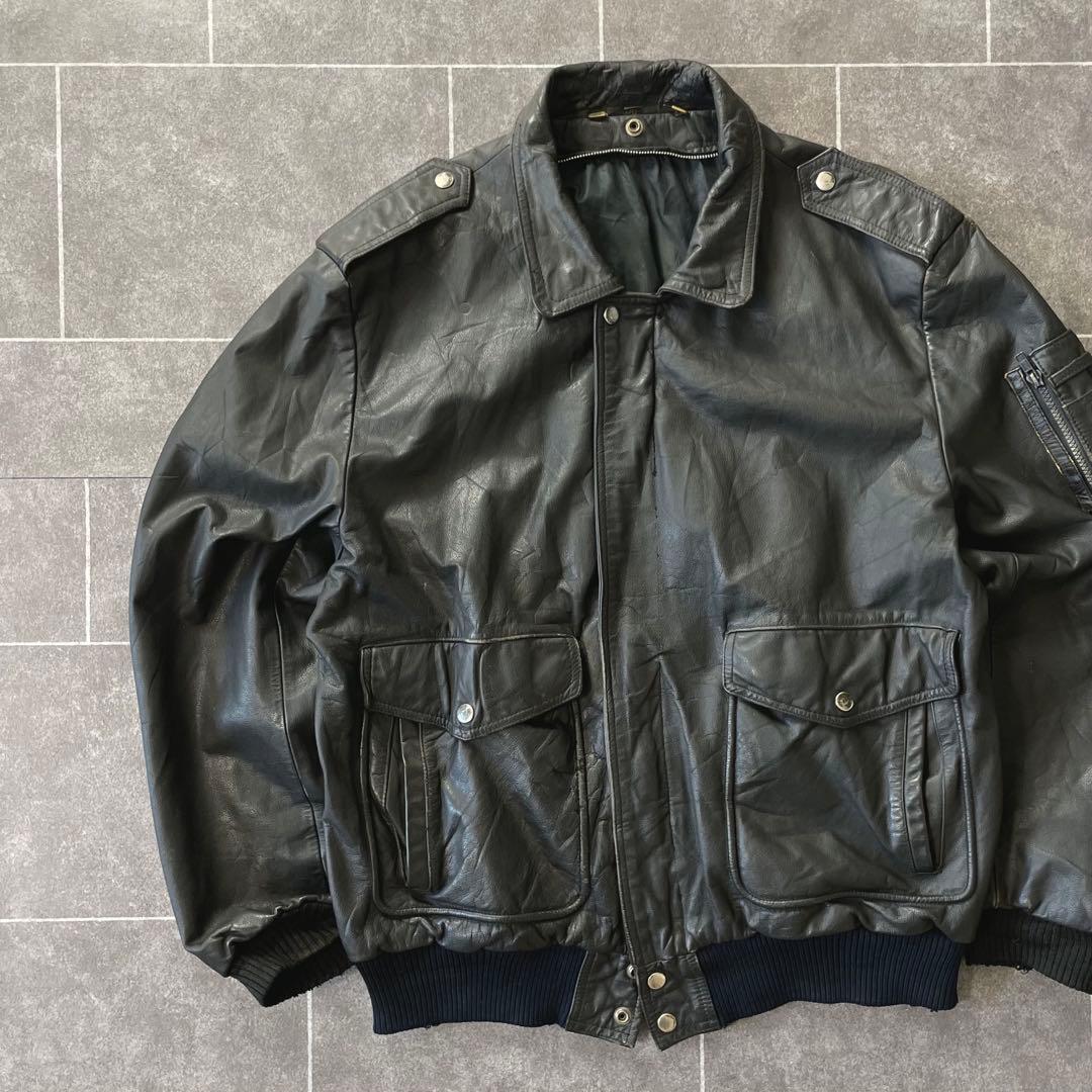 本革 レザージャケット 90's vintage A-2 G-1 ブラック