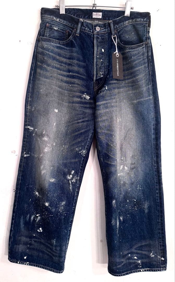 49500円タグ付試着のみJ.S.steadペンキ加工ワイドデニムパンツ