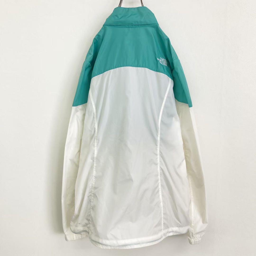 ノースフェイス ウインドブレーカー オフホワイト×グリーン レディースL
