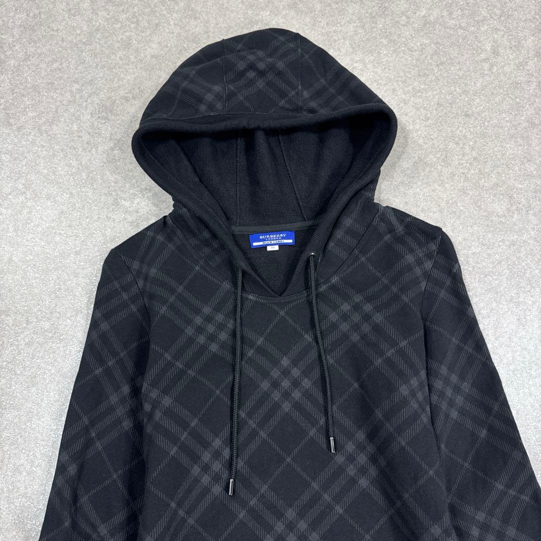 BURBERRY BLUE LABEL ブラック チェック ロングパーカー 38