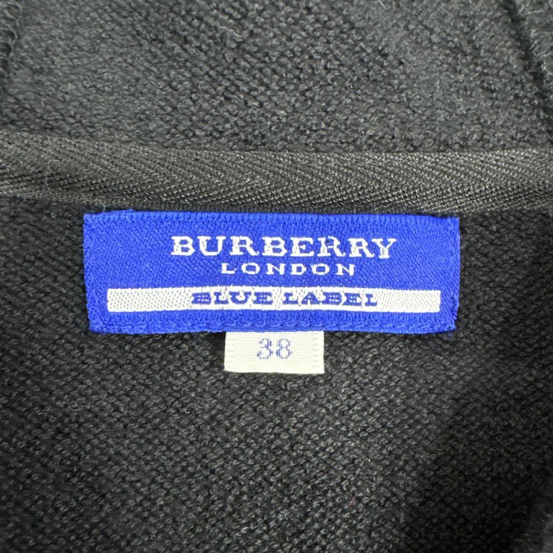 BURBERRY BLUE LABEL ブラック チェック ロングパーカー 38